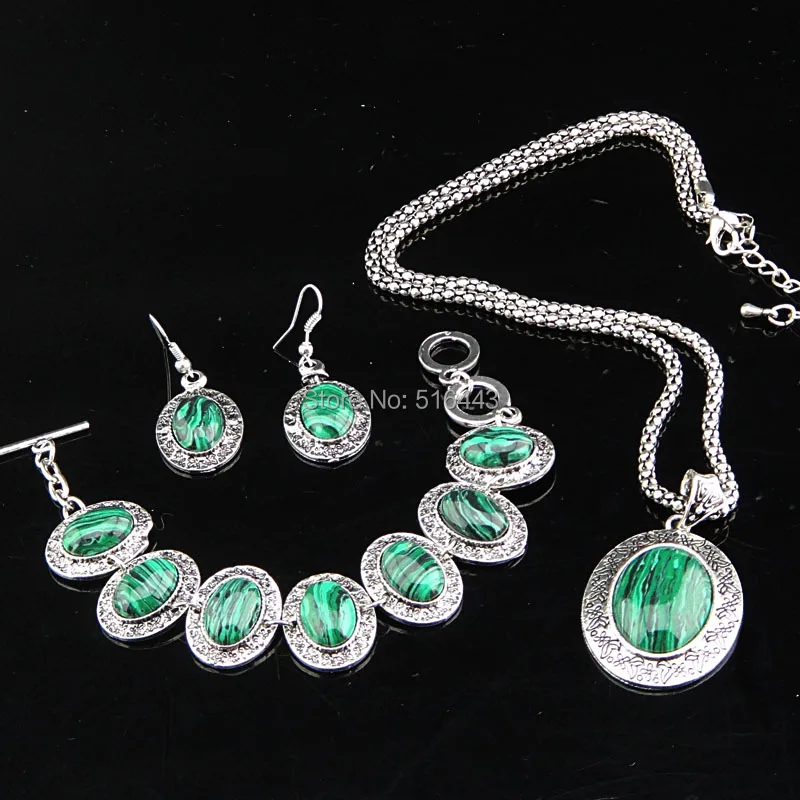 3 шт. женские винтажные серьги и браслет из натурального малахата|jewelry sets|bracelet