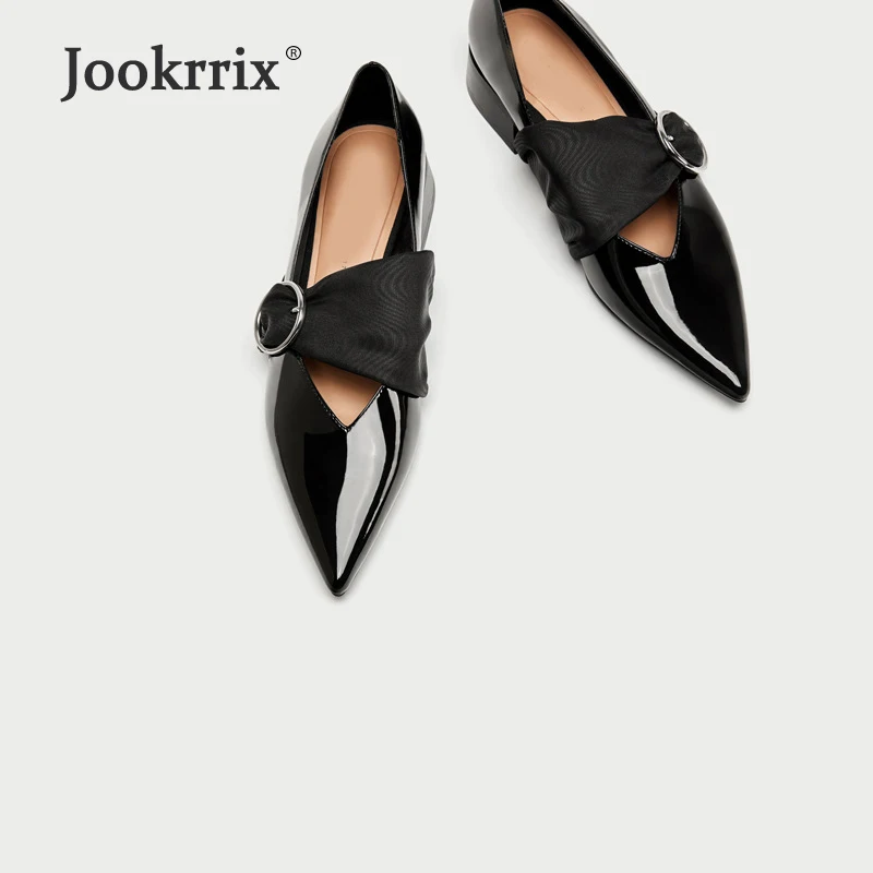 Женская обувь на плоской подошве Jookrrix повседневная из лакированной кожи с острым