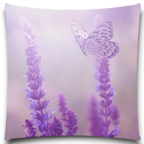 Красивая фиолетовая бабочка животные квадратная наволочка хлопок полиэстер
