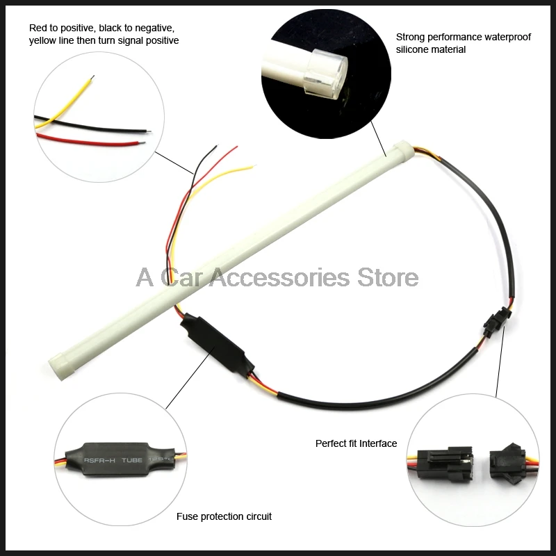 Автомобильный гибкий DRL ходовой сигнал поворота белый Янтарный светодиодный