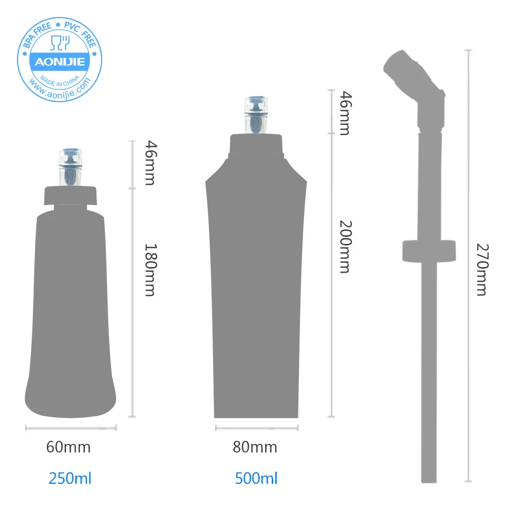 250/500 мл велосипедная бутылка для воды, бутылка для гидратации воды, питьевая Солома для AONIJIE, мягкая бутылка для воды для бега, пешего туризма, езды на велосипеде