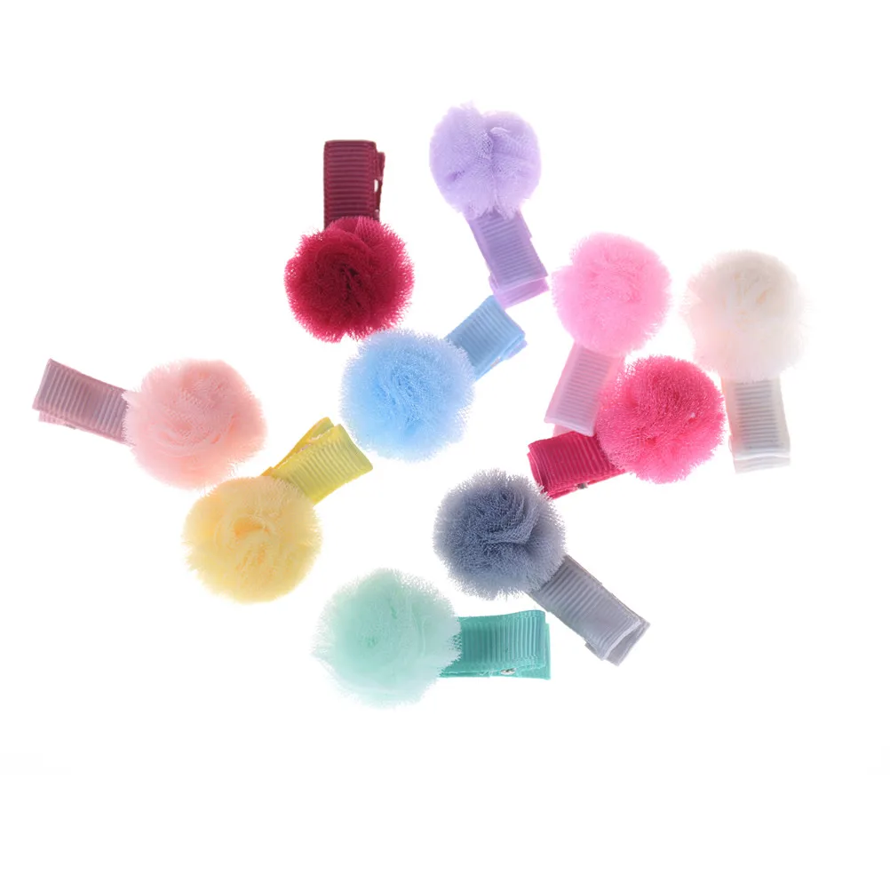 5PCS Korean small Net yarn Ball With Hair Clip original children hair clip hairpin Best Gift | Детская одежда и обувь