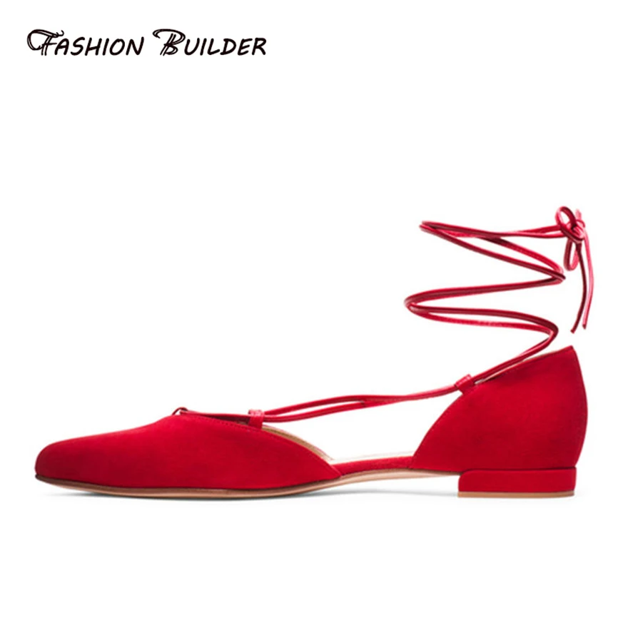 2016 Весна Осень Новая Мода Острым Носом Зашнуровать Балета квартиры Обувь Женская