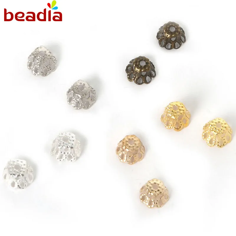Металлические шапочки 5 х6 мм для бусин цветов 200 шт./лот|metal bead caps|bead capsjewelry findings |