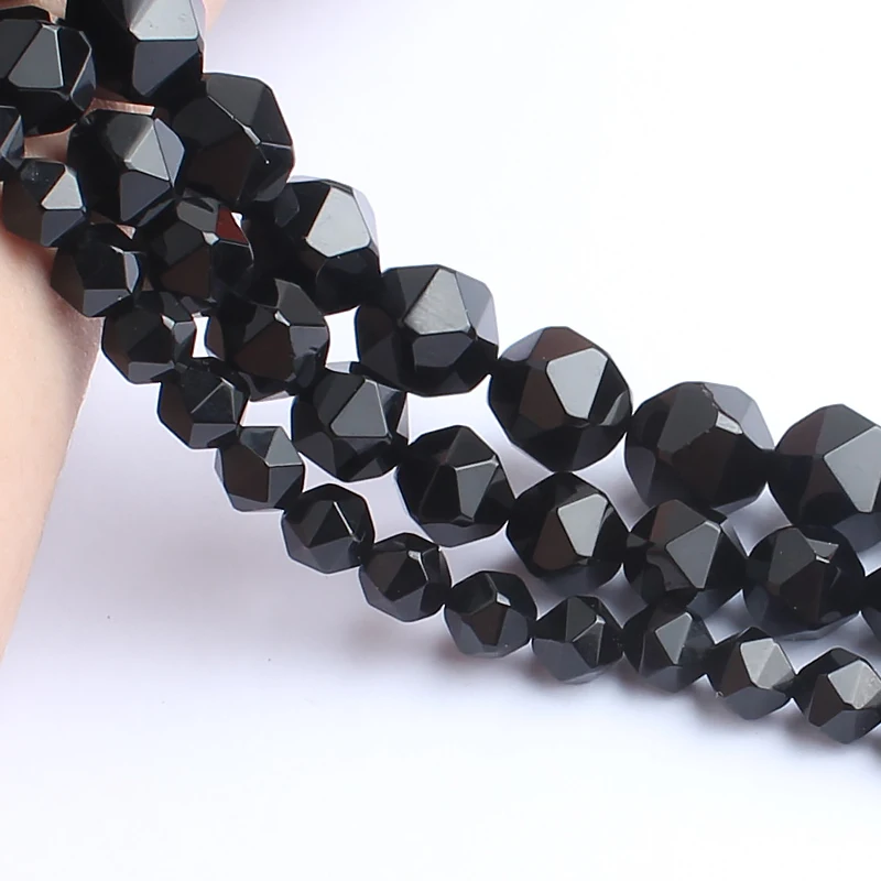 Бусины из натурального камня граненые бусины черного агата для изготовления