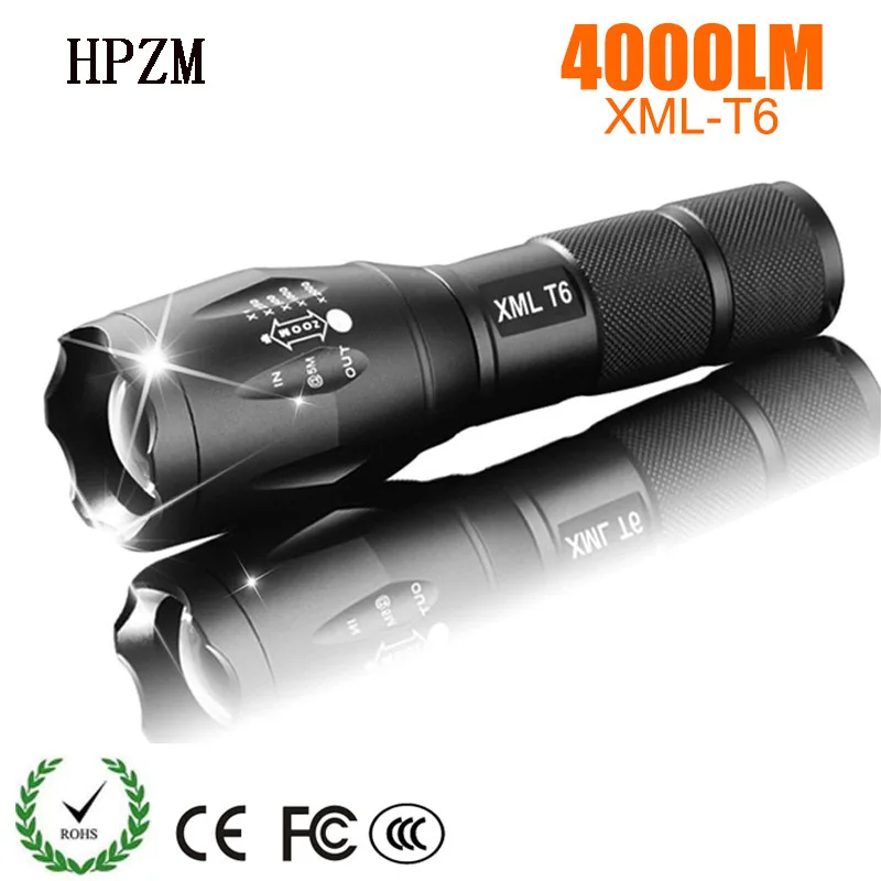 

LED Rechargeable Flashlight LM-T6 linterna torch 4000 lumens 18650 Battery Outdoor Camping Powerful Led Zoomable portable light