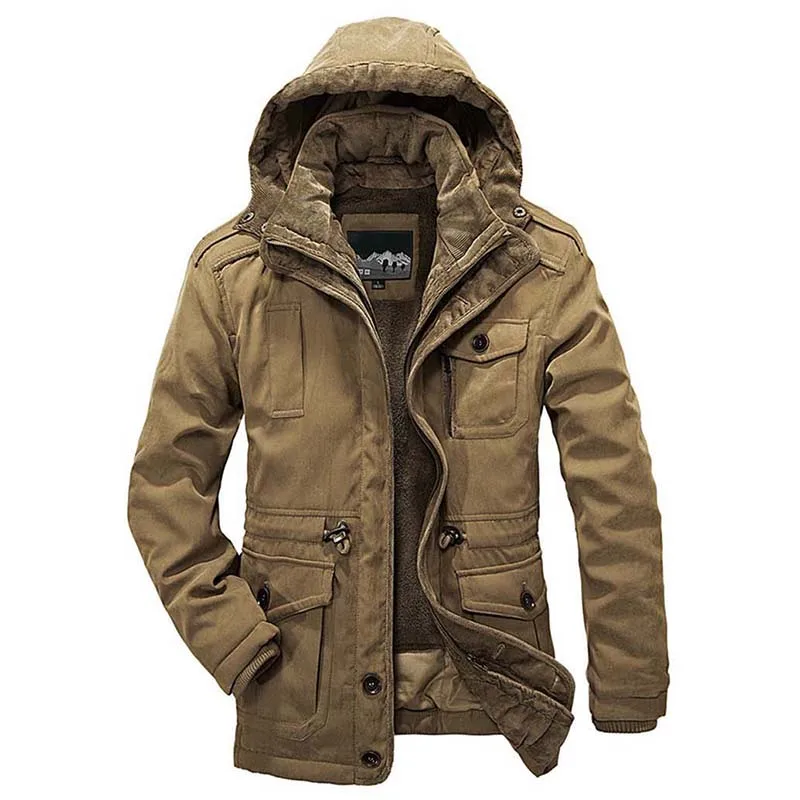 Men Autumn Winter Coat Hooded Fleece Parka Jacket Liner Detachable Casual Jacket Warm OUTWEAR Windbreaker Loose Male Clothes