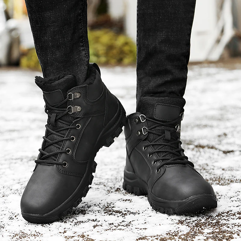 High help large cotton shoes boots male winter and thickening warm waterproof leather face of tall waist non-slip | Спорт и