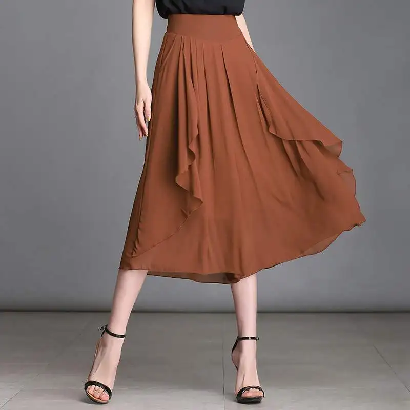 

Pleated Chiffon Shorts Women Summer Solid Elastic High Waist Loose Skirts Shorts Elegant Streetwear Plus Size 6XL Office