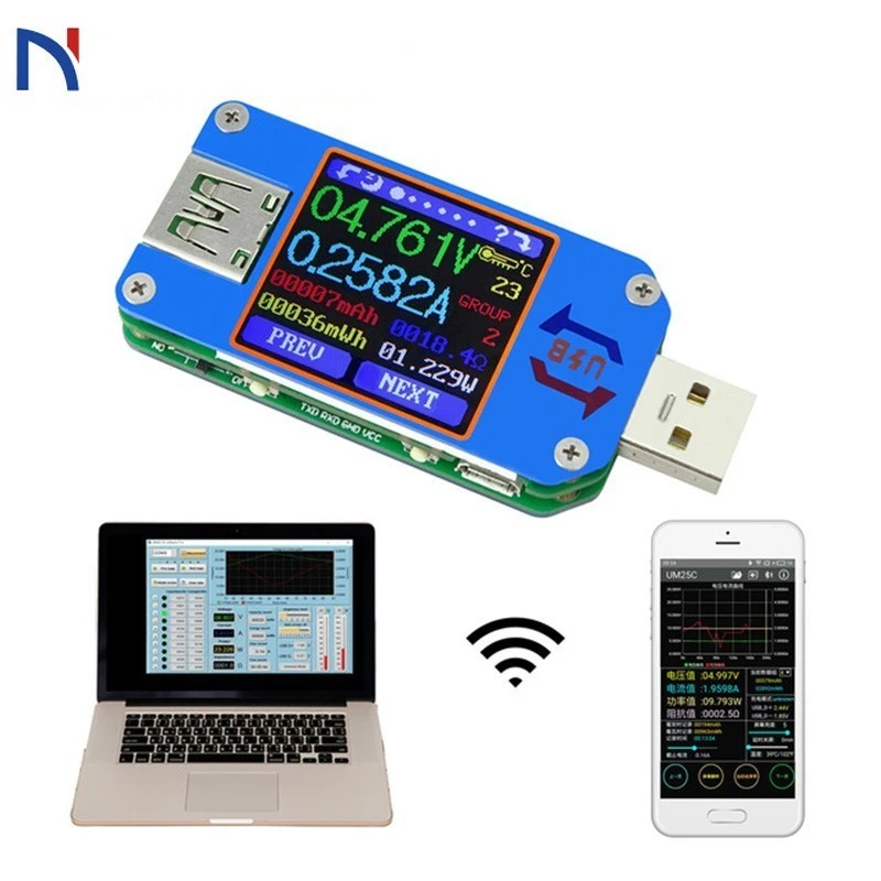 Для App USB 2 0 Type C ЖК Вольтметр Амперметр измеритель тока напряжения для батареи