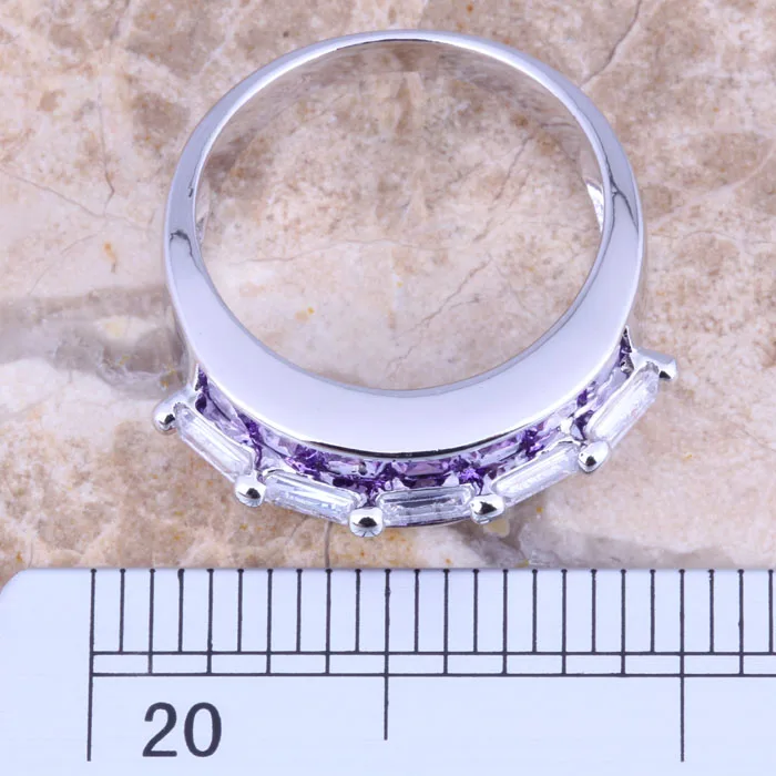 Женское посеребренное кольцо с фиолетовым фианитом Размер 6 / 7 8/9 R1370 | Украшения и