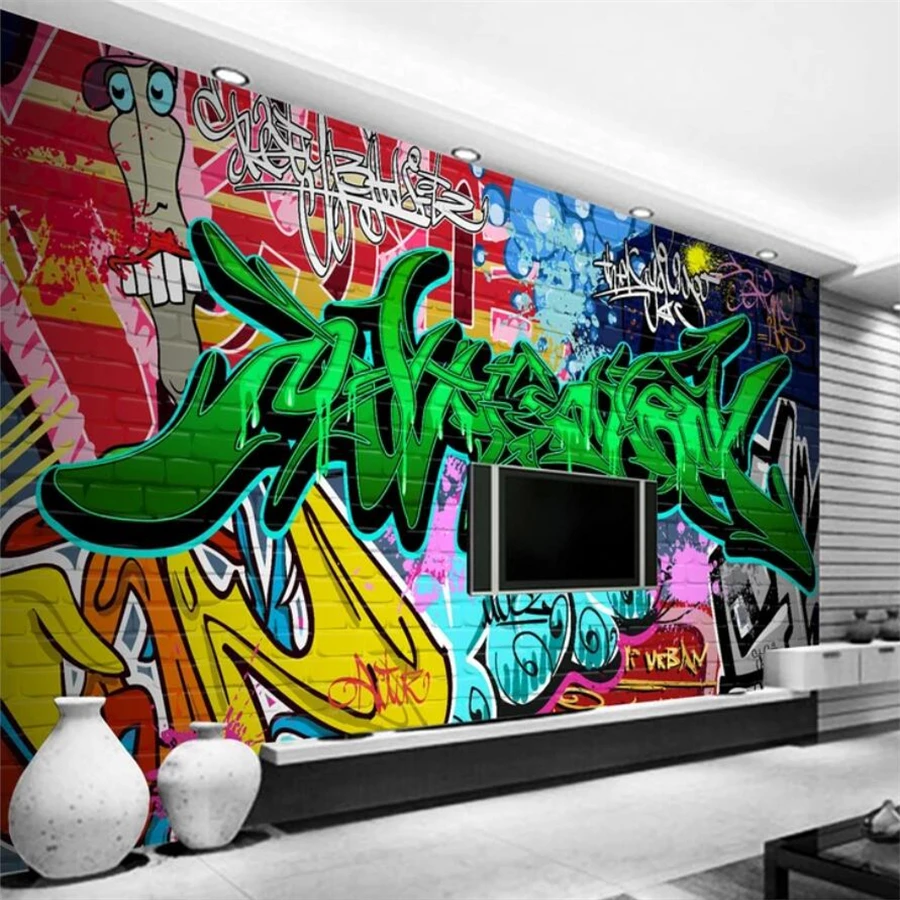 

beibehang Custom wallpaper 3d mural bar colorful graffiti KTV tooling wall cafe restaurant hotel living room wallpaper 3d mural
