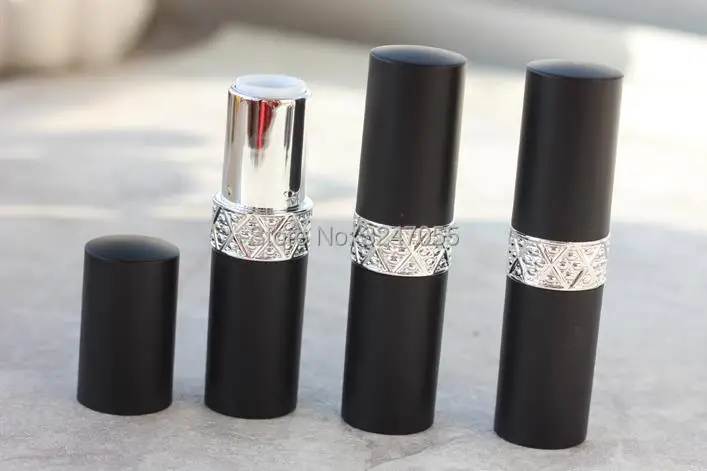 

12.1mm Black Empty Plastic Beauty Lipstick Tube, Makeup Professional Frosted Black Lip Balm Bottle, Cosmetic Lip Rouge Container