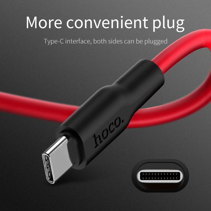 Фото Кабель HOCO USB Type C для Samsung Galaxy S9 S8, кабель USB C для быстрой зарядки и синхронизации данных для Huawei P40 P30 Type-C, экологически чистый силикон №2