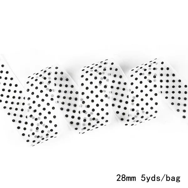 White 5 ярдов/партия, 28 мм, ширина, в горошек, органза, кружевные ленты, сделай сам, для упаковки, бант, одежда, Швейные аксессуары - Цвет: White