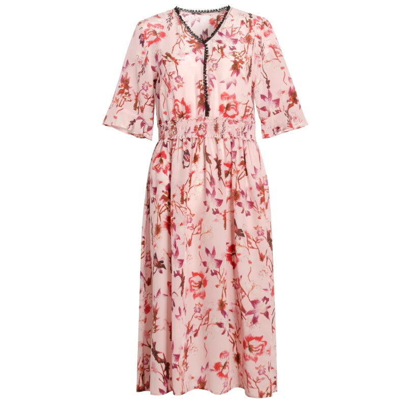 Женское летнее платье из шелка Mulberry с рукавами-бабочками Размеры M L XL | Женская