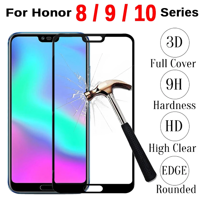 Защитное стекло для Honor 10 Lite 9 8 X 8C 8X закаленное защитное Huawei полная защита