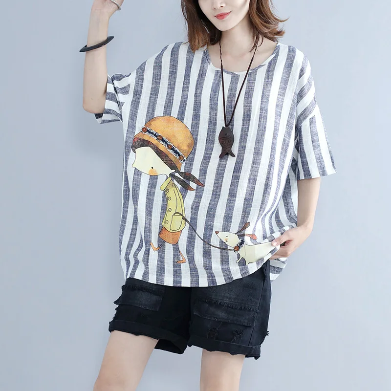 2018 Top Female Summer Style Casual O Neck Striped Printing Short Sleeve T shirt Women Tees Harajuku | Женская одежда