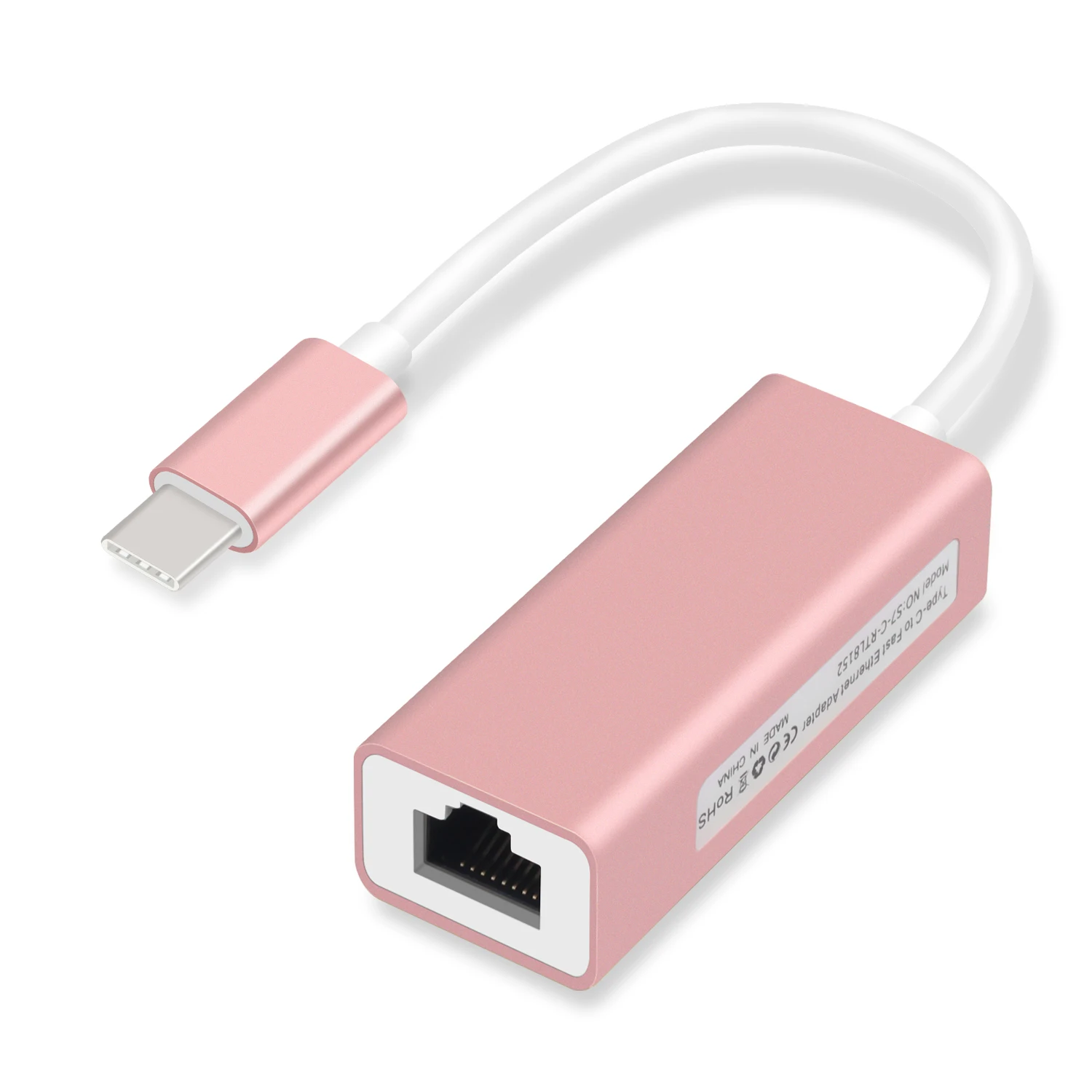 GOOJODOQ USB C адаптера Ethernet 10/100 Мбит/с Тип C RJ45 сетевой адаптер USB-C Тип-C сетевая карта USB Ethernet для MacBook RTS8152 - Цвет: Черный