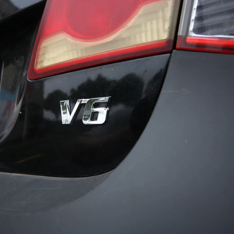 Горящий автомобиль хром металлическая распродажа логотип V6 3D Металлическая