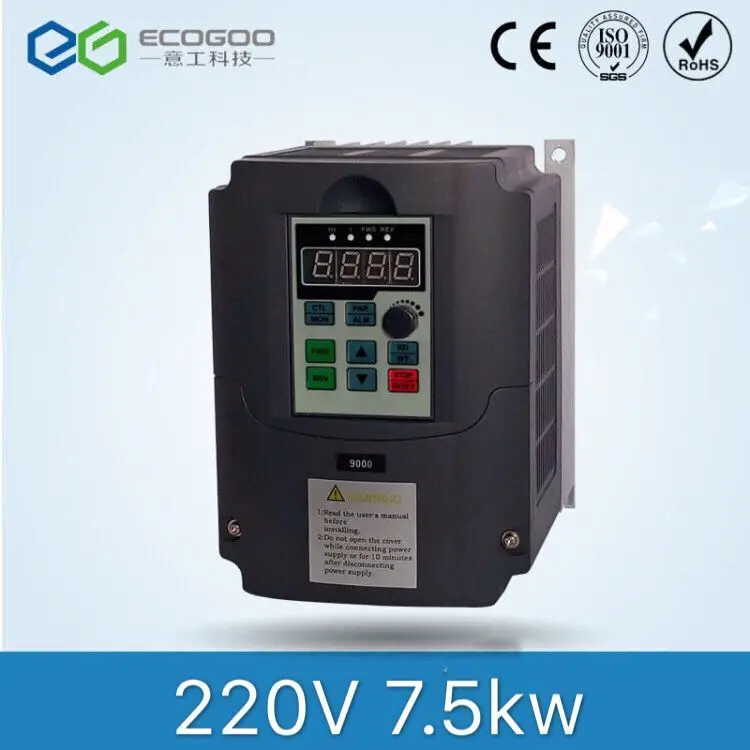 

7.5kw Inverter 220V Single Phase Input and 380V 3 Phase Output Frequency Converter Adjustable Speed VFD ,For Spindle Motor