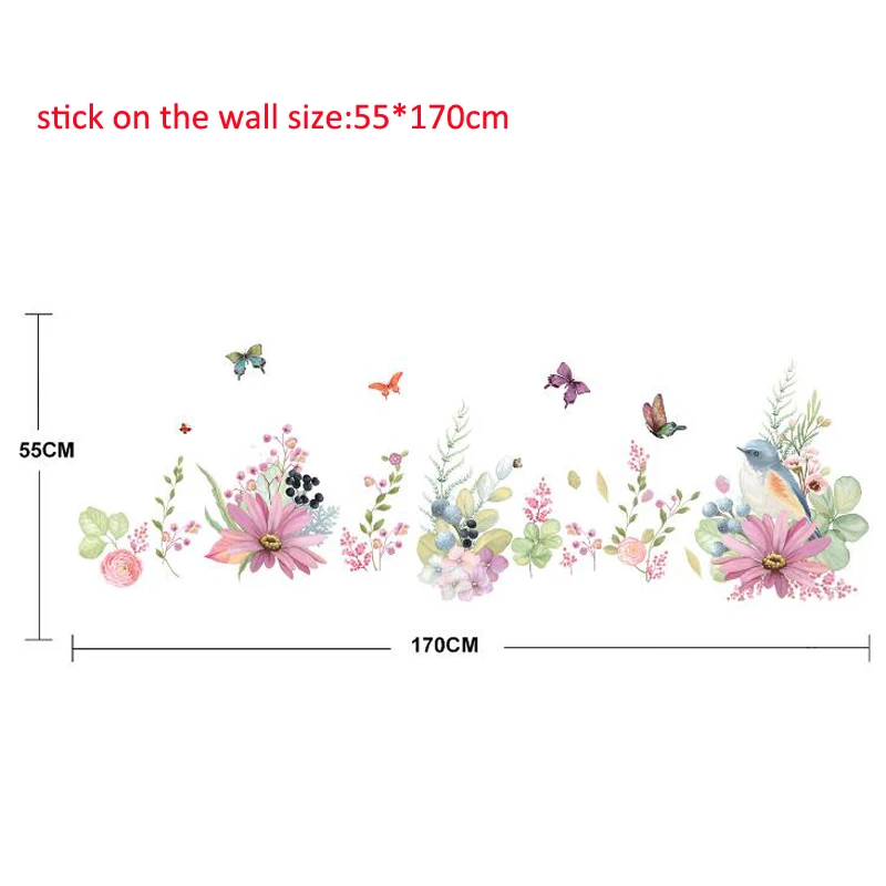 

Bedroom colorful wall sticker flower removable home decor furniture birds butterfly wall pictures