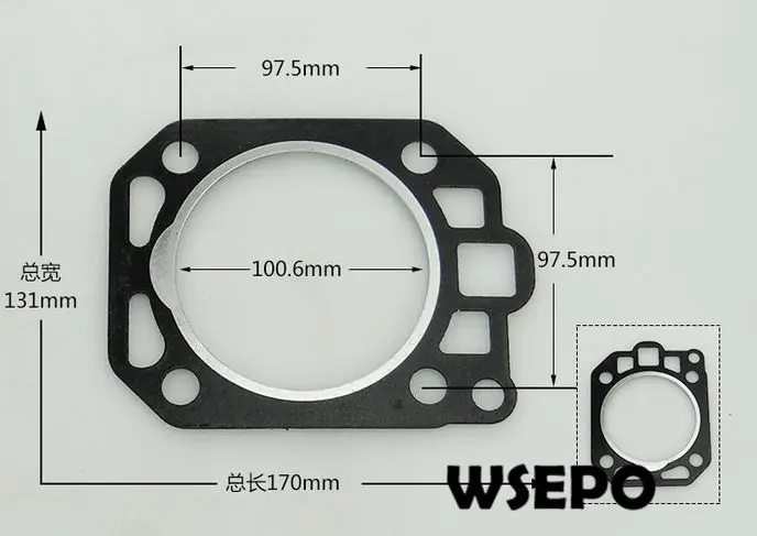 Качество OEM! Упаковка цилиндра/уплотнительная прокладка головки для 4-тактного небольшого дизельного двигателя с водяным охлаждением SQ192