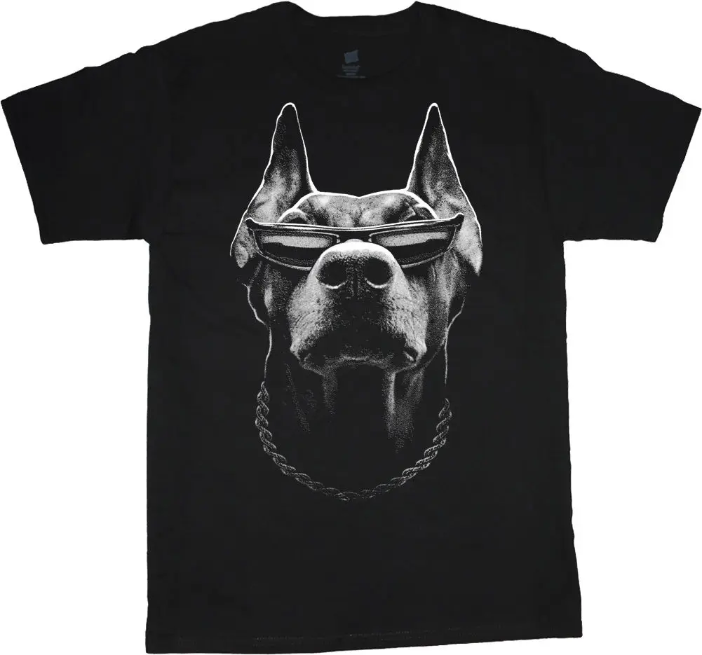 Мужская футболка Doberman Pinscher Гангстер наклейка графическая рубашка для мужчин