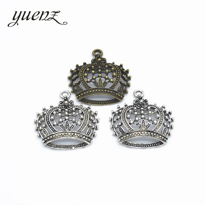 

YuenZ 2 шт. цинковый сплав античный серебряный цвет Корона шармы Подвески Ювелирные изделия фурнитура для колье браслет 40*39 мм N216