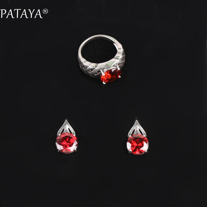 Комплект женских ювелирных изделий из кольца и серег черного циркона|jewelry sets