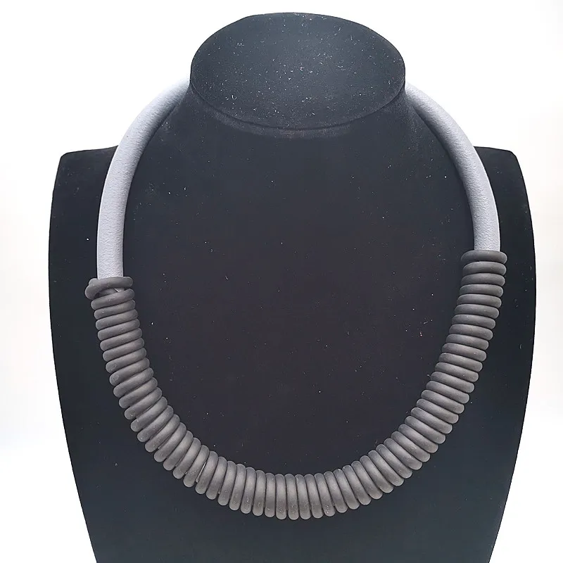 long necklace YD& YDBZ новые резиновые извилистые ожерелья для женщин ожерелье серая и Черная веревка ручной работы колье ткань аксессуары панк ювелирные изделия - Окраска металла: long necklace