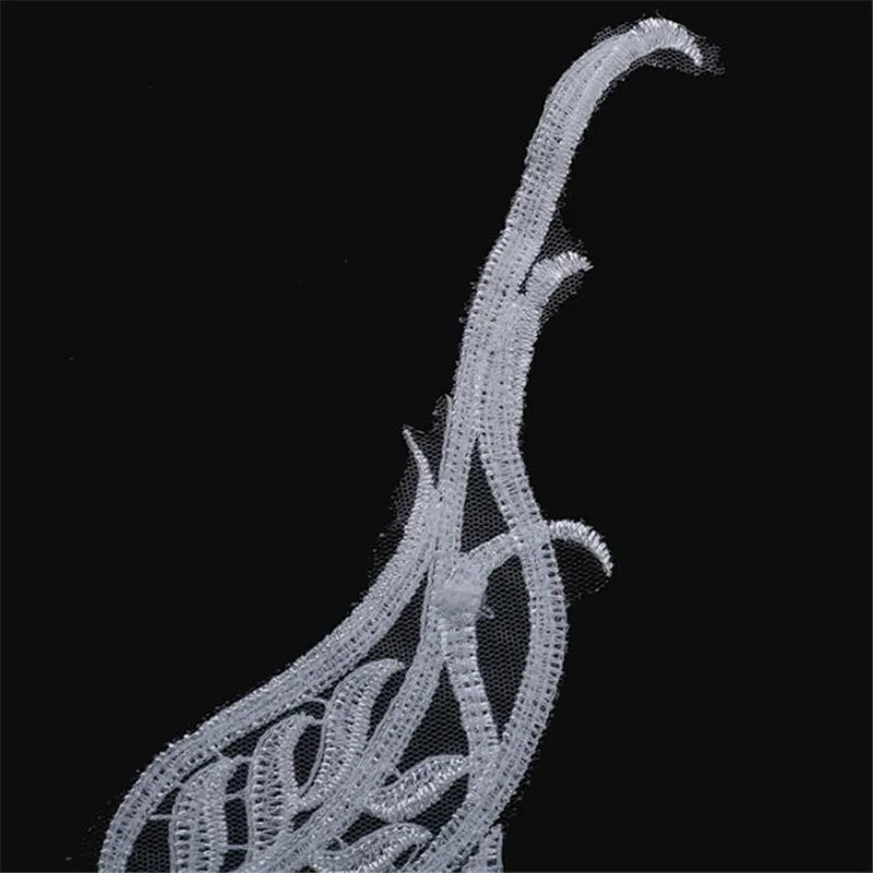 1Mirror Pair Ivory Flat Embroidered lace Applique Wedding Dress Accessories DIY Sew Cloth Decorative patch 34X 8cm BD0681 | Дом и сад