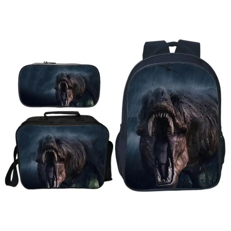 3Pcs/Set Popular Fashion Animal Printing Jurassic World Children School Bags Dinosaur Boys Backpack for Kids Schoolbag Girls | Багаж и