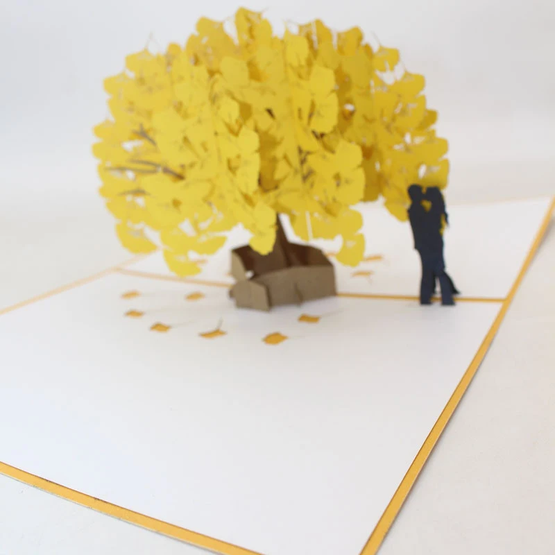 3D Ручная работа Глициния гинкго дерево Сакура влюбленные бумажные приглашения
