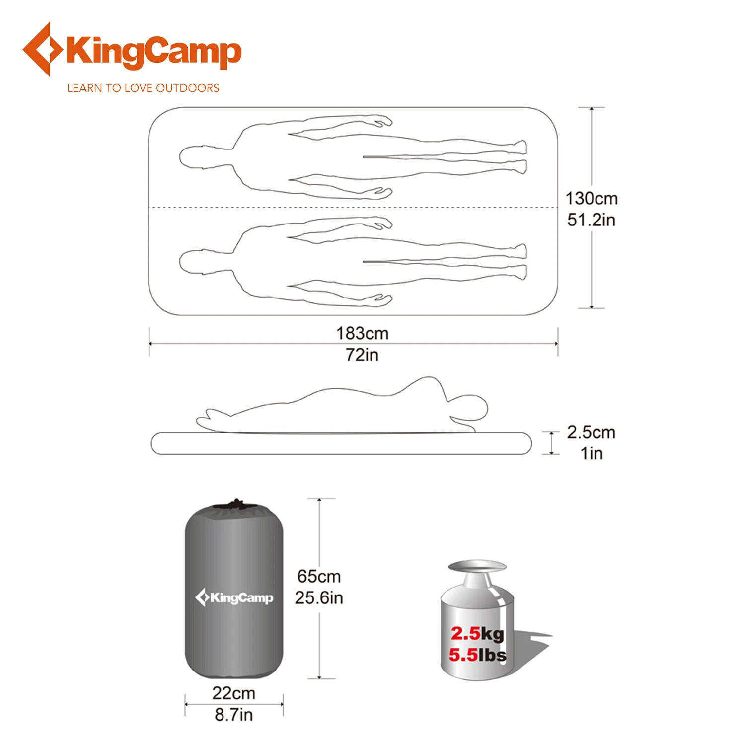 KingCamp коврик для сна классический двойной Самонадувающийся походов на открытом