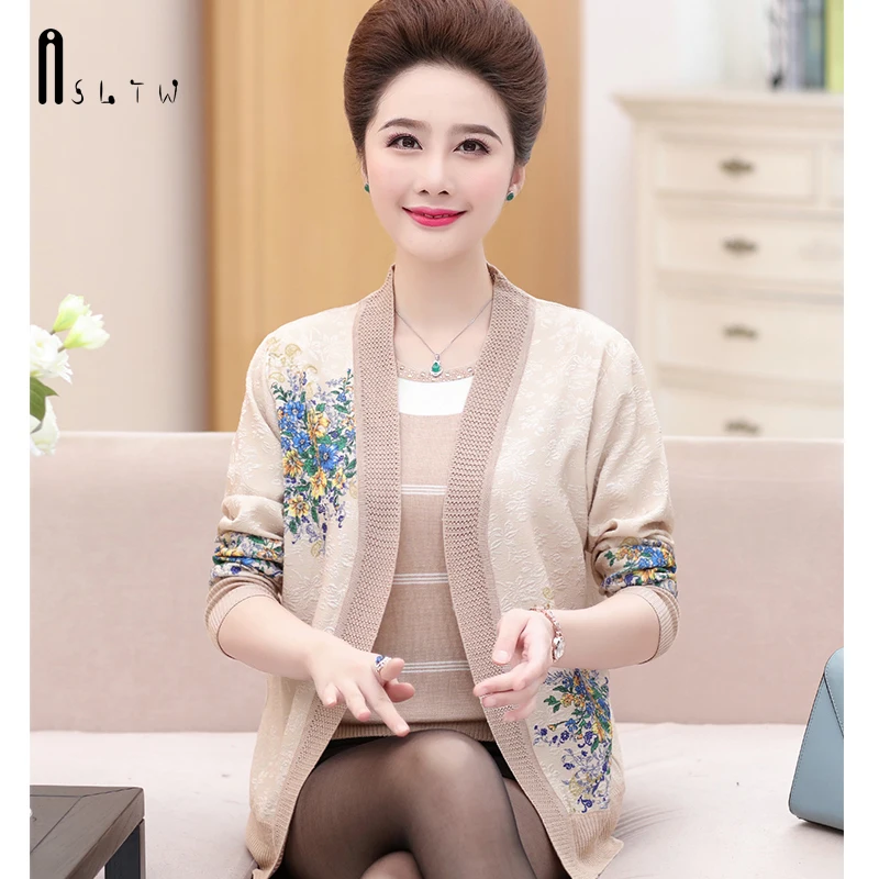 ASLTW Plus Size Real Two Pieces Sweater Set Women New Autumn O Neck Long Sleeve Cardigan + Shirt |