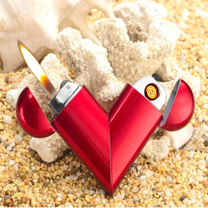 Hot Heart Lighter USB Chargeable Gas Both Cigarette Plasma Windproof Electric Smoking Tool For Love | Дом и сад