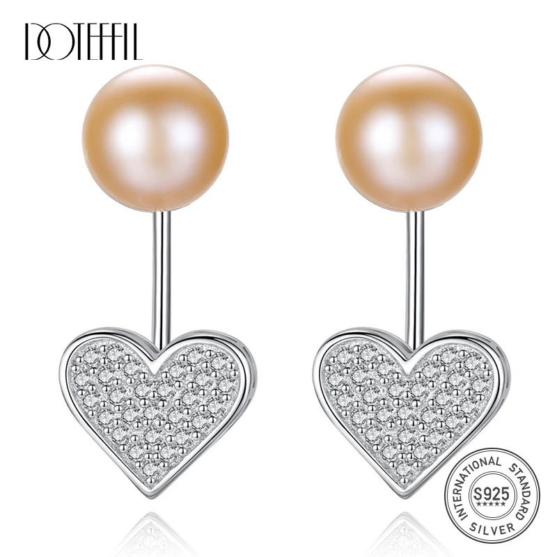 

DOTEFFIL серьги натуральный пресноводный жемчуг 925 серебро сердце-серьги-гвоздики в форме жемчужные серьги ювелирные украшения женские свадеб...