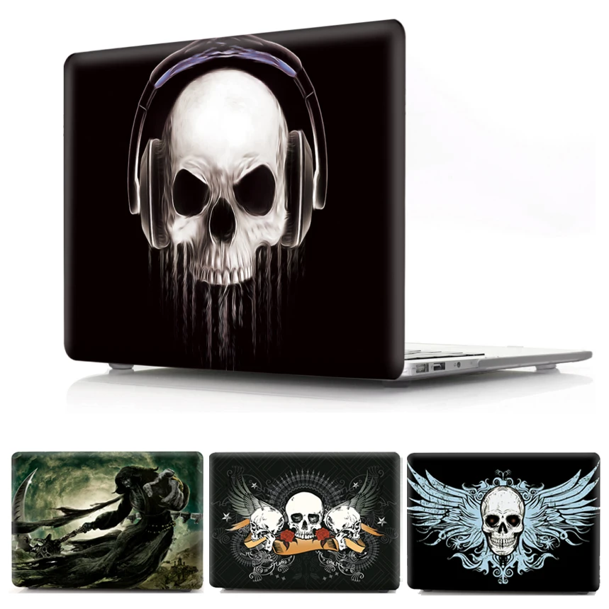 Черный чехол с черепом для Macbook Air 13 Pro 2018 из ПВХ рисунком Retina 11 12 15 ноутбука