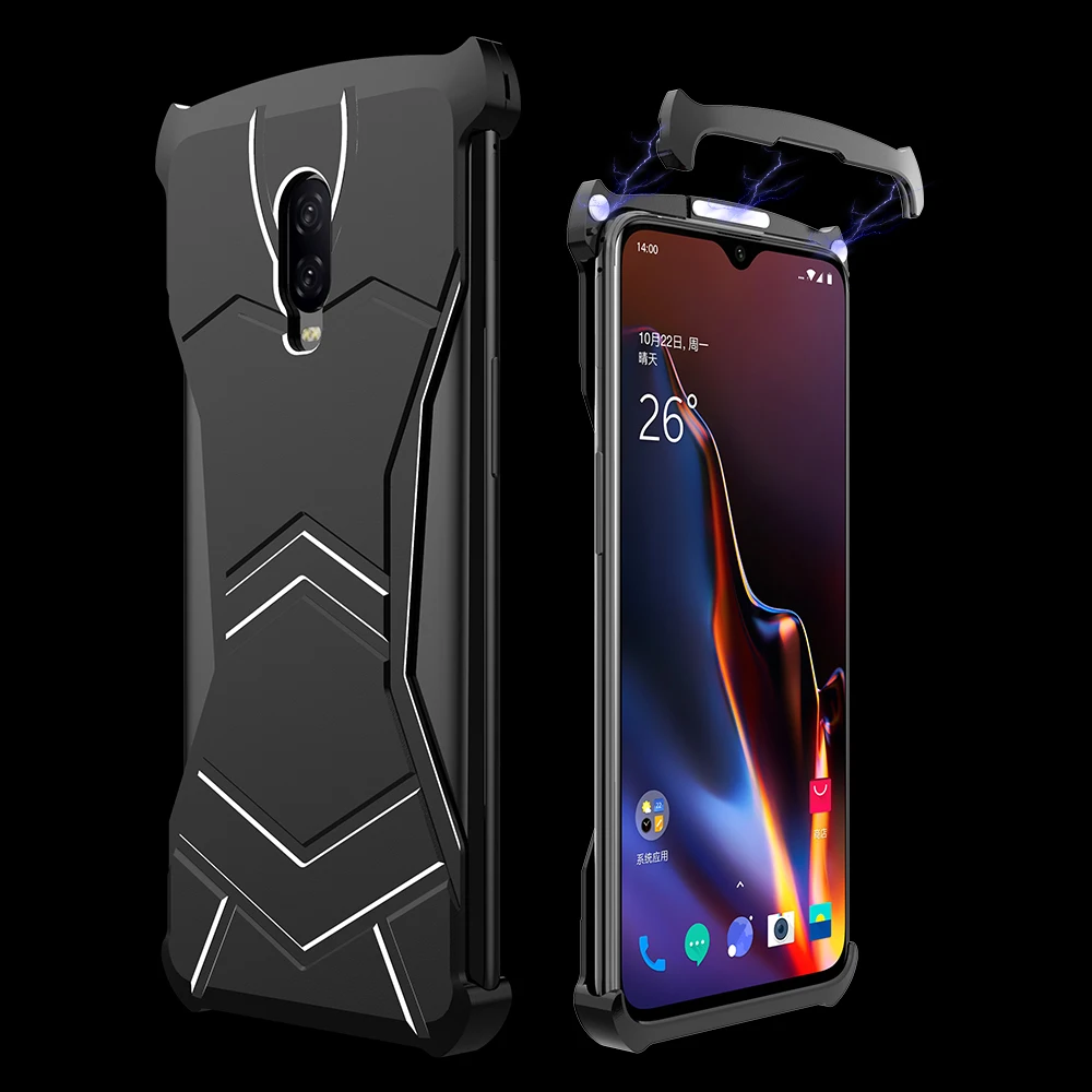 R JUST Алюминий Броня Магнитный черный пантера Чехол для мобильного телефона Oneplus 6T