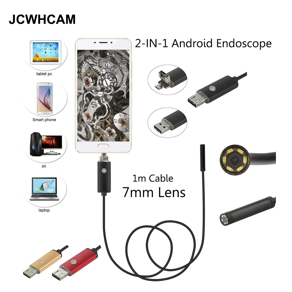 JCWHCAM 7mm Len 1M Android OTG USB Endoscope Camera Flexible Snake USB Pipe Inspection Android Phone USB Borescope Camera
JCWHCAM 7mm Len 1M Android OTG USB Endoscope Camera Flexible Snake USB Pipe Inspection Android Phone USB Borescope Camera