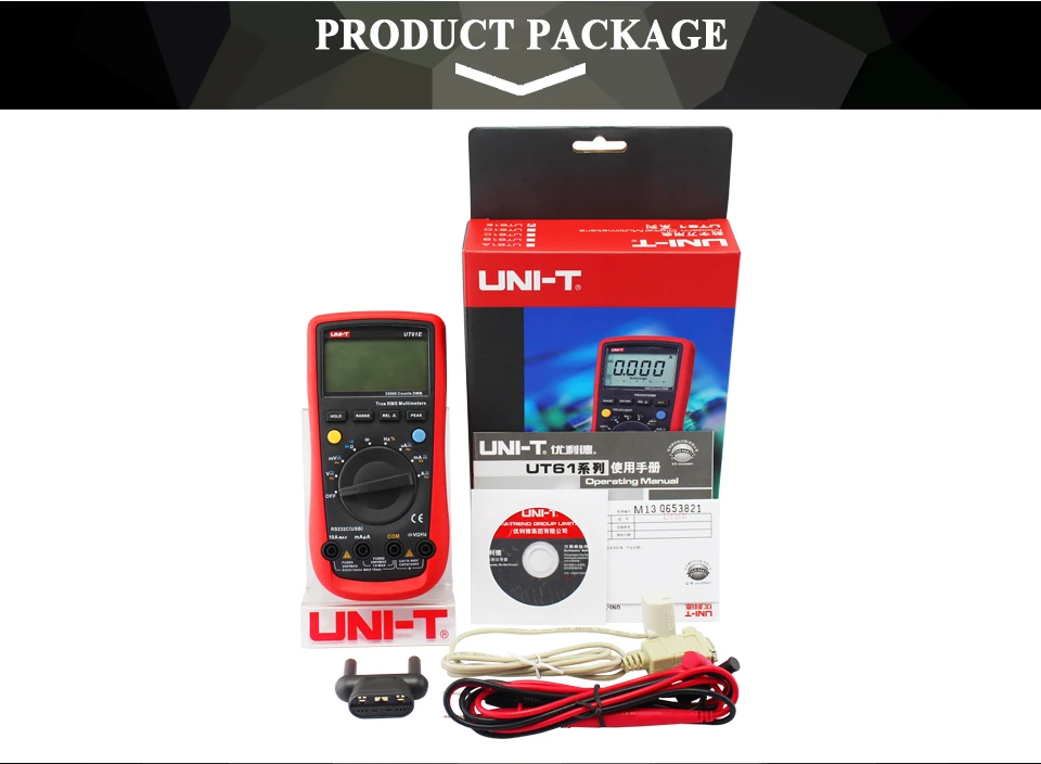 UNI-T UT61E Digital Multimeter Meter Ture RMS Auto Range AC DC Voltage Tester 22000 Counts Data Hold High Reliability