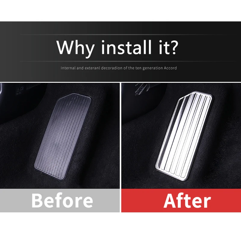 Stainless Steel Car Left Foot Rest Pedal Plate Cover Non-Slip Pad Protection Trim Sticker For Honda Accord 10th Accessories