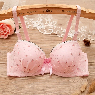 girls bras 17 Yasemeen, чашки три четверти, пуш-ап, бюстгальтеры в горошек, сексуальные бюстгальтеры с двойным кружевным бантом для молодых девушек, пуш-ап, милое нижнее белье для девочек-подростков - Цвет: girls bras 17