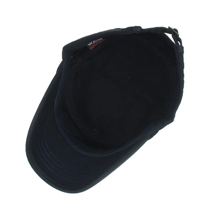 

SILOQIN Men's Flat Top Hat Simple Cotton Military Hats 3 Hole Metal Mark Male Bone Dad's Hats Adjustable Size Brand Visor Cap