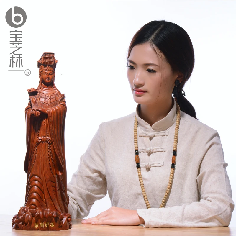 

Rare -50CM HOME efficacious Talisman Protection Mazu Goddess Hand engraving Rosewood Matsu Goddess of the Sea art statue