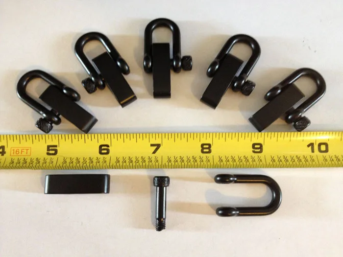 

15Packs/lot Black U D Shape Flat Adjustable SHACKLE Buckle Stainless Steel With Round Pin for 550 Survival Paracord Bracelet