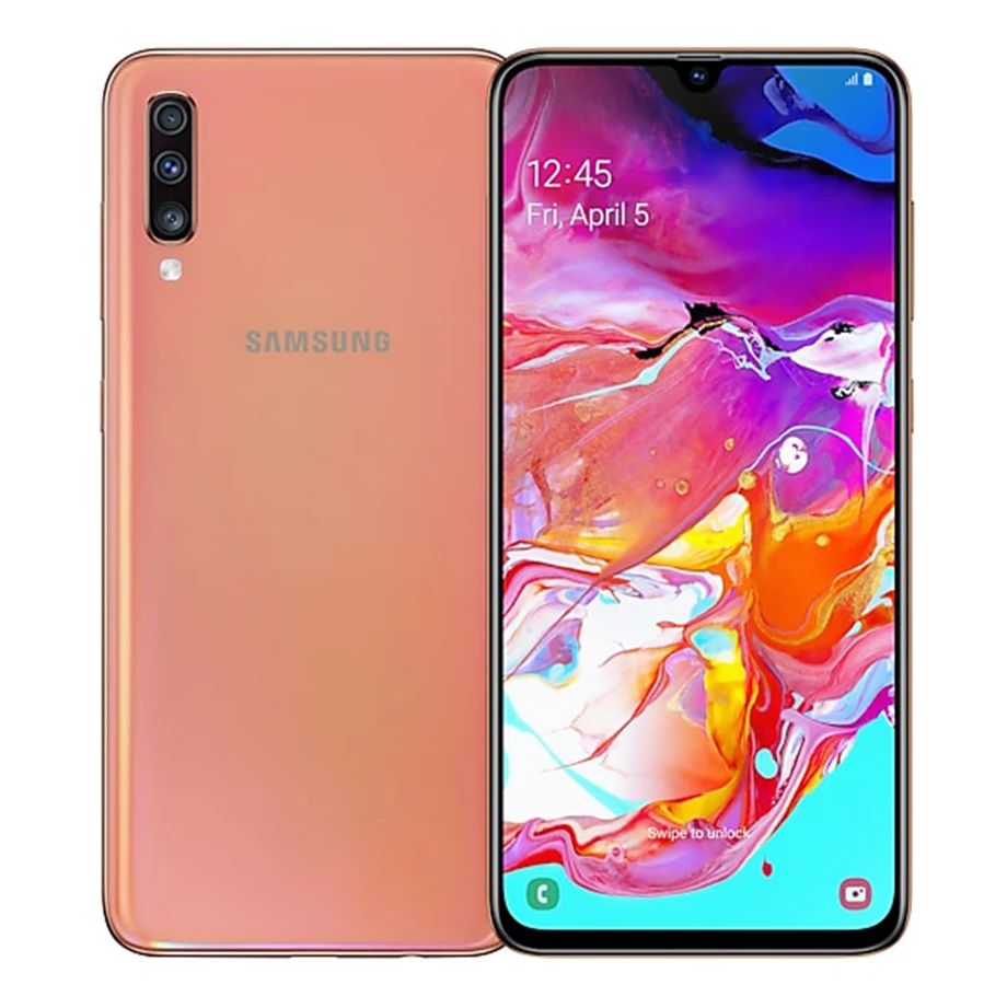 Samsung Galaxy A70 A7050, две sim-карты, четыре ядра, 6,7 дюймов, 4 камеры, 6 ГБ/8 ГБ ram, 128 ГБ rom, мобильный телефон Snapdragon 675, NFC
