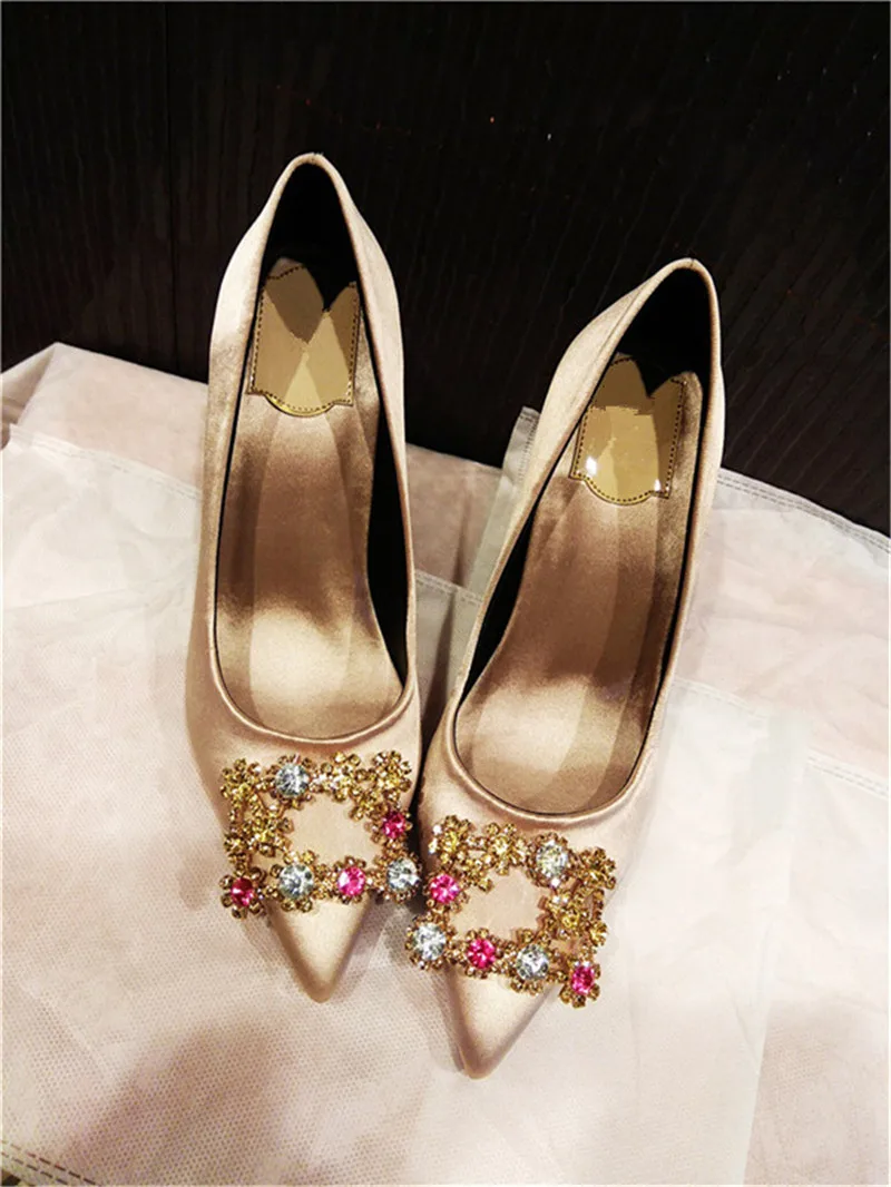Женские свадебные туфли-лодочки со стразами на высоком каблуке | Обувь