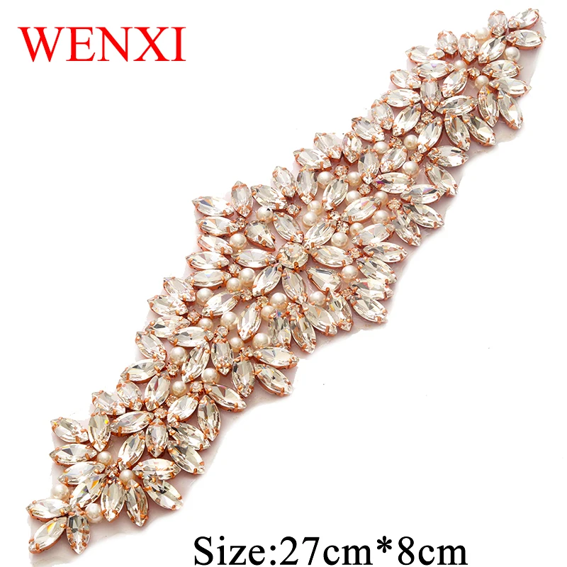 WENXI 5 шт. ручной вышивки бисером для платья невесты Пояс Кристалл Стразы